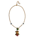 Bild in Galerie-Betrachter laden, Dolce & Gabbana Gold Brass Leopard Flower Embellished Statement Necklace
