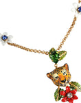 Bild in Galerie-Betrachter laden, Dolce & Gabbana Gold Brass Leopard Flower Embellished Statement Necklace
