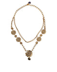 Bild in Galerie-Betrachter laden, Dolce & Gabbana Gold Tone Floral Crystals Embellished Layered Necklace
