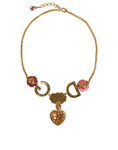 Bild in Galerie-Betrachter laden, Dolce & Gabbana Gold Chain DG Logo Rose Love Crystal Charm Necklace
