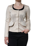 Load image into Gallery viewer, Valentino Beige Cotton Long Sleeves Round Neck Blazer Jacket
