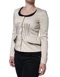 Load image into Gallery viewer, Valentino Beige Cotton Long Sleeves Round Neck Blazer Jacket
