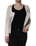 Load image into Gallery viewer, Valentino Beige Cotton Long Sleeves Round Neck Blazer Jacket
