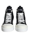 Bild in Galerie-Betrachter laden, Dolce & Gabbana White Black Canvas Logo Mid Top Sneakers Shoes
