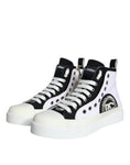 Bild in Galerie-Betrachter laden, Dolce & Gabbana White Black Canvas Logo Mid Top Sneakers Shoes
