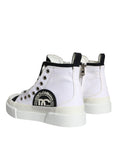 Bild in Galerie-Betrachter laden, Dolce & Gabbana White Black Canvas Logo Mid Top Sneakers Shoes
