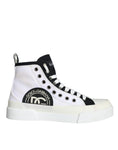 Bild in Galerie-Betrachter laden, Dolce & Gabbana White Black Canvas Logo Mid Top Sneakers Shoes
