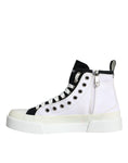 Bild in Galerie-Betrachter laden, Dolce & Gabbana White Black Canvas Logo Mid Top Sneakers Shoes
