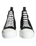 Bild in Galerie-Betrachter laden, Dolce & Gabbana Black White Leather Mid Top Sneakers Shoes
