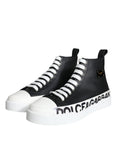 Bild in Galerie-Betrachter laden, Dolce & Gabbana Black White Leather Mid Top Sneakers Shoes
