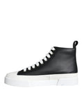 Bild in Galerie-Betrachter laden, Dolce & Gabbana Black White Leather Mid Top Sneakers Shoes
