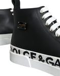 Bild in Galerie-Betrachter laden, Dolce & Gabbana Black White Leather Mid Top Sneakers Shoes
