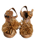 Resmi galeri görüntüleyiciye yükleyin, Dolce & Gabbana Brown Raffia Ankle Strap Crystal Sandals Shoes
