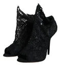 Bild in Galerie-Betrachter laden, Dolce & Gabbana Black Stretch Taormina Lace Boots Shoes
