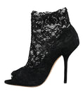 Bild in Galerie-Betrachter laden, Dolce & Gabbana Black Stretch Taormina Lace Boots Shoes
