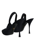 Bild in Galerie-Betrachter laden, Dolce & Gabbana Black Jersey Stretch Heels Slingback Shoes
