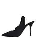 Bild in Galerie-Betrachter laden, Dolce & Gabbana Black Jersey Stretch Heels Slingback Shoes
