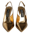 Bild in Galerie-Betrachter laden, Dolce & Gabbana Gold Patent Leather Heels Slingback Shoes
