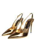 Bild in Galerie-Betrachter laden, Dolce & Gabbana Gold Patent Leather Heels Slingback Shoes
