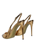 Bild in Galerie-Betrachter laden, Dolce & Gabbana Gold Patent Leather Heels Slingback Shoes
