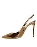 Bild in Galerie-Betrachter laden, Dolce & Gabbana Gold Patent Leather Heels Slingback Shoes
