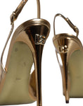 Bild in Galerie-Betrachter laden, Dolce & Gabbana Gold Patent Leather Heels Slingback Shoes
