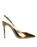 Bild in Galerie-Betrachter laden, Dolce & Gabbana Gold Patent Leather Heels Slingback Shoes
