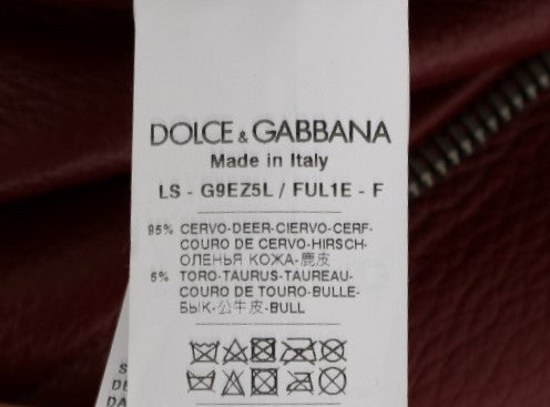 Dolce &amp; Gabbana Parlak kırmızı deri motorcu motosiklet ceketi