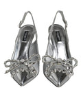 Bild in Galerie-Betrachter laden, Dolce & Gabbana Silver Mesh Crystal Embellished Slingback Shoes
