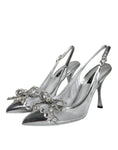 Bild in Galerie-Betrachter laden, Dolce & Gabbana Silver Mesh Crystal Embellished Slingback Shoes
