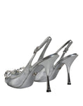 Bild in Galerie-Betrachter laden, Dolce & Gabbana Silver Mesh Crystal Embellished Slingback Shoes
