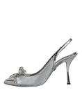 Bild in Galerie-Betrachter laden, Dolce & Gabbana Silver Mesh Crystal Embellished Slingback Shoes
