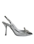 Bild in Galerie-Betrachter laden, Dolce & Gabbana Silver Mesh Crystal Embellished Slingback Shoes
