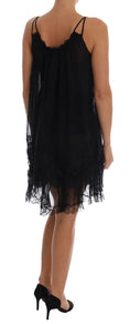 Load image into Gallery viewer, Dolce & Gabbana Elegant Black Silk Lace Chemise Dress
