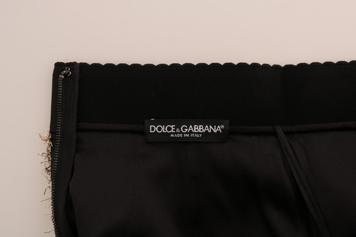 Dolce &amp; Gabbana Elegant high-waisted pencil skirt with gold fringes