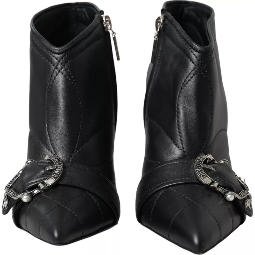 Dolce & Gabbana Schwarzes Leder Di Lammfell Stiefel