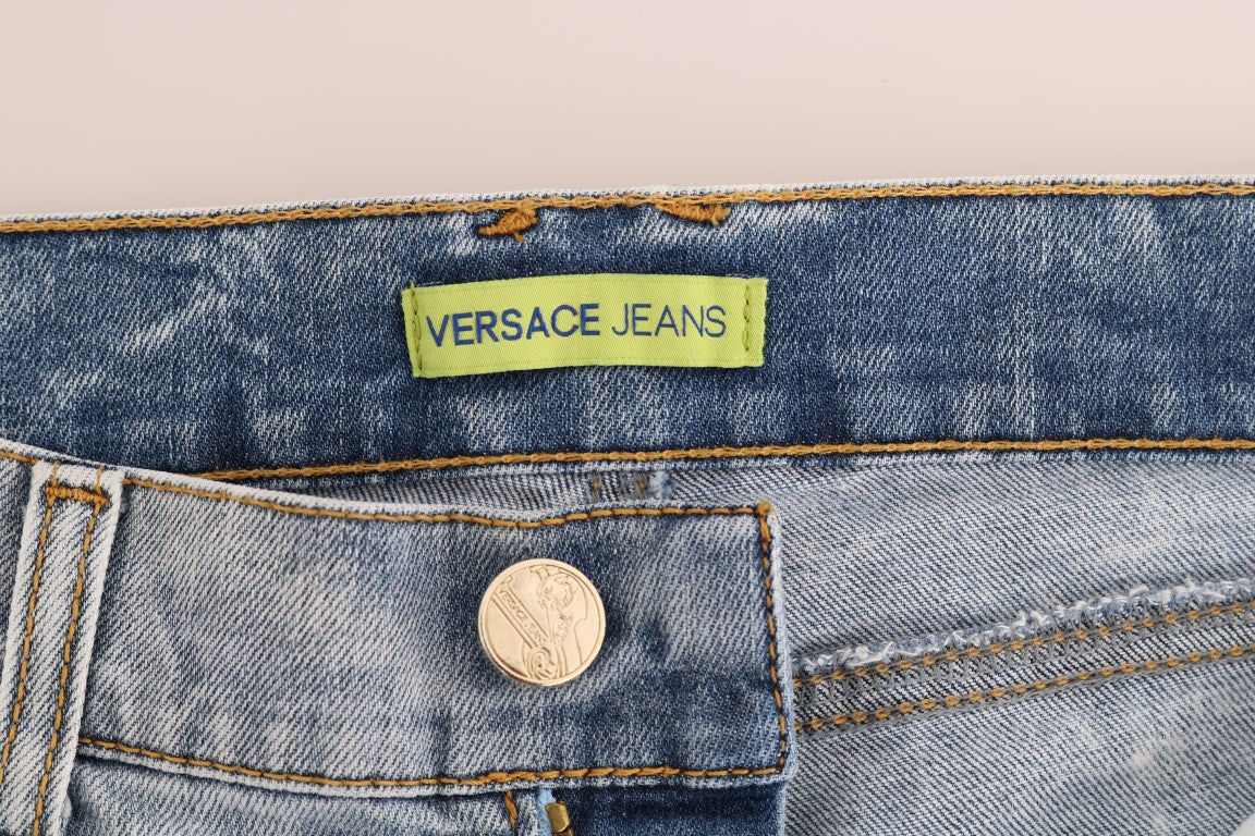 Versace Jeans Chic light blue ripped slim fit jeans