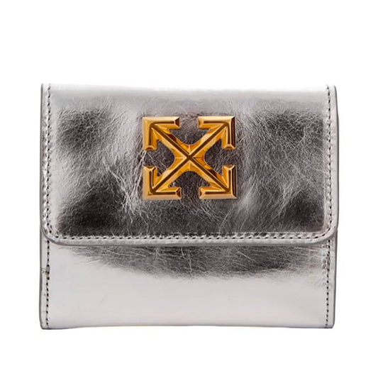 Off-White Silbernes Leder Portemonnaie