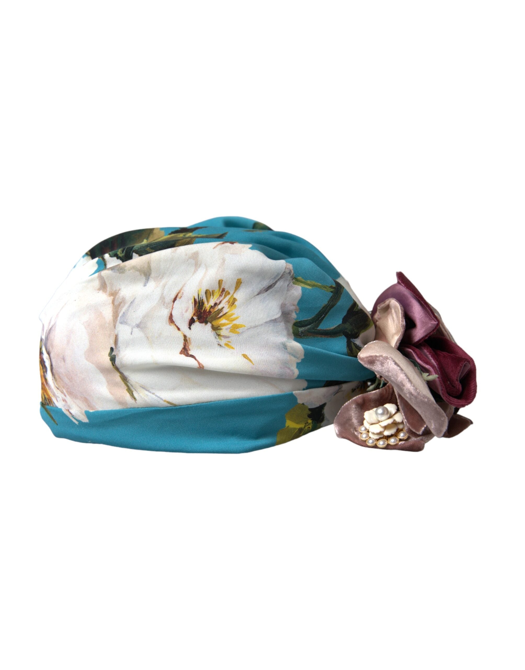 Dolce & Gabbana Blauer Blumenmotiv-Turban Kopfbedeckung Frauen