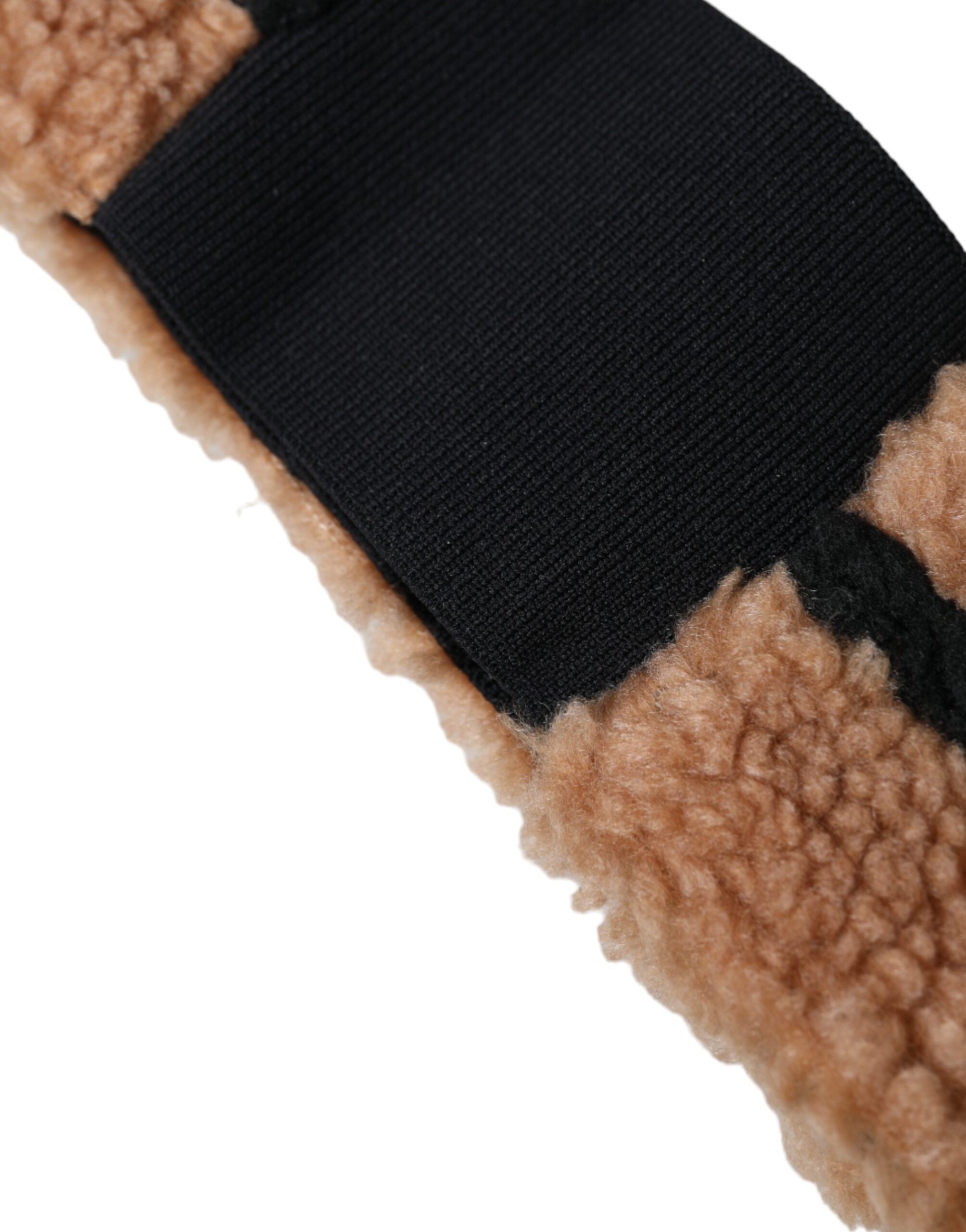 Dolce & Gabbana Braun Schwarz Fleece Wolle Stirnband Hut Männer