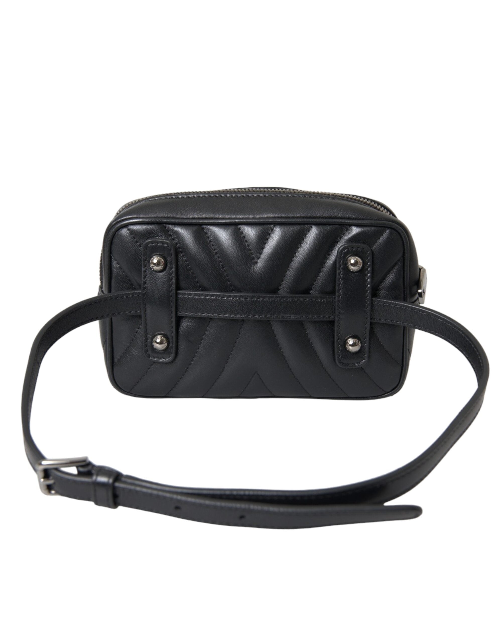 Dolce & Gabbana Schwarzes Leder Marsupio Steppung Liebe Gürtel Fanny Pack Tasche