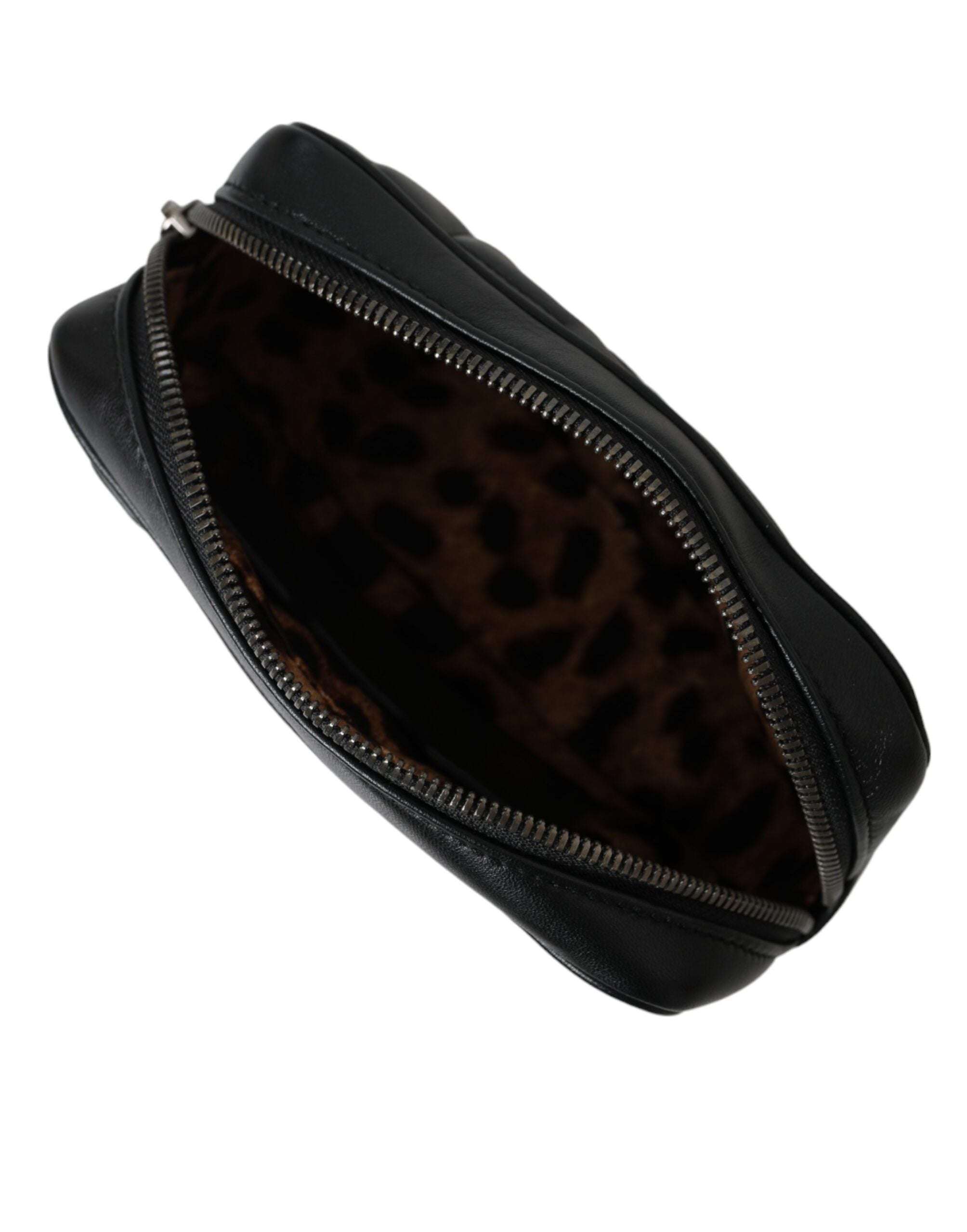 Dolce & Gabbana Schwarzes Leder Marsupio Steppung Liebe Gürtel Fanny Pack Tasche