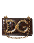 Load image into Gallery viewer, Dolce & Gabbana Braunes Pythonleder DG Girls Crossbody Handytasche
