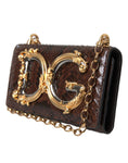 Load image into Gallery viewer, Dolce & Gabbana Braunes Pythonleder DG Girls Crossbody Handytasche
