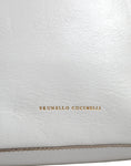 Load image into Gallery viewer, Brunello Cucinelli White Leather Logo Shoulder Strap Shopping Tote Bag
