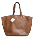 Bild in Galerie-Betrachter laden, Brunello Cucinelli Brown Leather Logo Shoulder Strap Shopping Tote Bag
