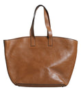 Bild in Galerie-Betrachter laden, Brunello Cucinelli Brown Leather Logo Shoulder Strap Shopping Tote Bag
