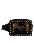 Resmi galeri görüntüleyiciye yükleyin, Dolce & Gabbana Black Leather LED Logo Belt Waist Fanny Pack Bag
