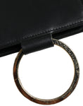 Resmi galeri görüntüleyiciye yükleyin, Dolce & Gabbana Black Leather Logo Plaque Neck Strap Card Coin Wallet
