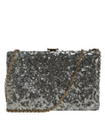 Resmi galeri görüntüleyiciye yükleyin, Dolce & Gabbana Silver Sequined Clutch Evening Crossbody Bag
